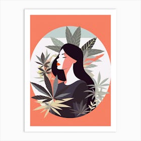 Illustration Of A Woman With Marijuana, cannabis art Art Print