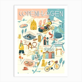 Copenhagen Map Art Print
