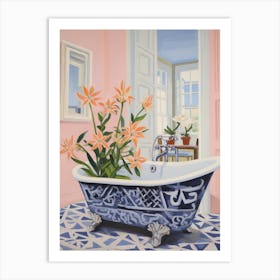 A Bathtube Full Lily In A Bathroom 4 Art Print