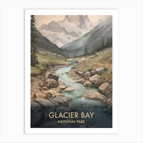 Glacier National Park Watercolour Vintage Travel Poster 2 Art Print