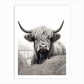 Highland Cow In The Hay 2 Art Print
