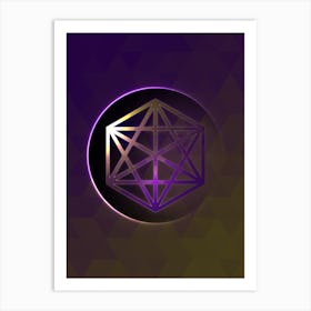 Geometric Neon Glyph on Jewel Tone Triangle Pattern 461 Art Print
