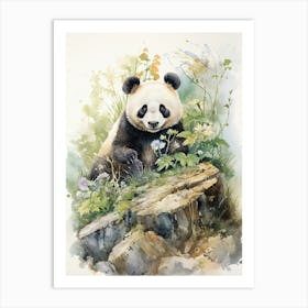 Panda Art Solving Puzzles Watercolour 4 Art Print
