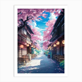 Lofi Anime Art, Sakura Blossoms Art Print