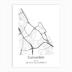 Currumbin,Australia Minimalist Map Art Print