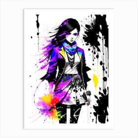 Girl With Paint Splatters 2 Art Print