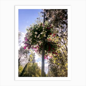 Flower Basket On A Pole Art Print