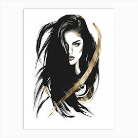 Portrait Of A Woman With Long Hair 1 Art Print