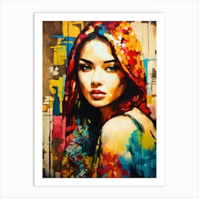 Girl With Colorful Hair 1 Art Print