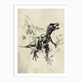 Baryonyx Dinosaur Paint Smear Illustration Art Print