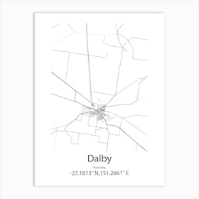 Dalby,Australia Minimalist Map Art Print