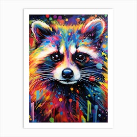 A Guadeloupe Raccoon Vibrant Paint Splash 4 Art Print