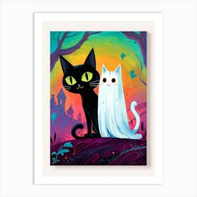 Ghosts And Cats Art Print