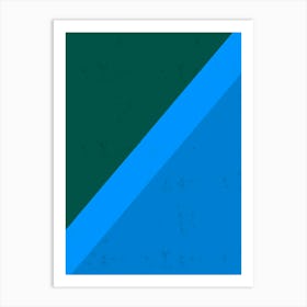 Blue And Green Paint Roller Textured Geometric Art Print