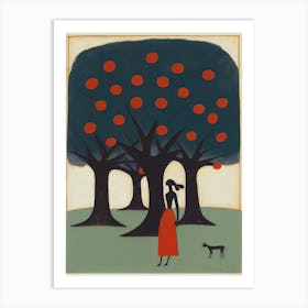 The Woman And The Apple Tree Art Print