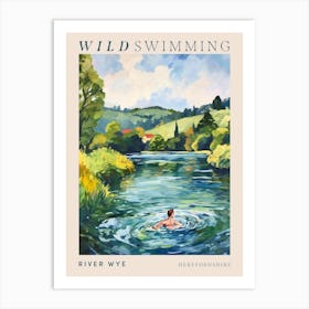 Wild Swimming At River Wye Herefordshire Poster Art Print