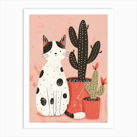 Cat And Cactus Art Print