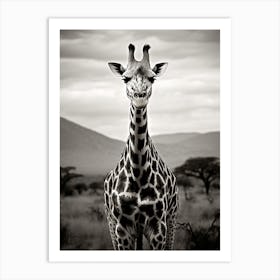 Black And White Photograph Of Giraffe 1 Art Print
