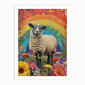 Kitsch Rainbow Sheep Collage 5 Art Print