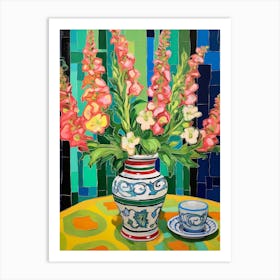 Flowers In A Vase Still Life Painting Snapdragon 2 Art Print