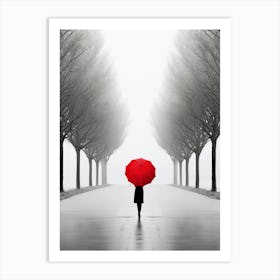woman with red umbrella 1 Art Print