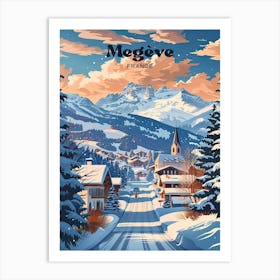 Megeve France Mountain Ski Digital Travel Art Art Print