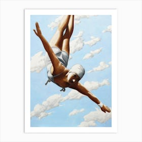 High Diver with Retro Swimsuit  Art Print