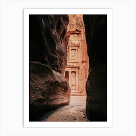 Glimp Of The Treasury Of Petra In Jordan Art Print