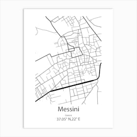 Messini,Greece Minimalist Map Art Print