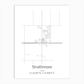 Strathmore,Canada Minimalist Map Art Print