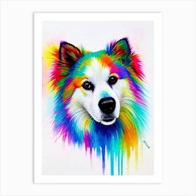 American Eskimo Dog Rainbow Oil Painting Dog Art Print