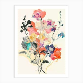 Coral Bells 1 Collage Flower Bouquet Art Print