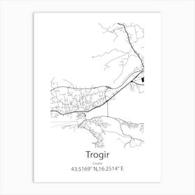 Trogir,Croatia Minimalist Map Art Print