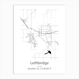 Lethbridge,Canada Minimalist Map Art Print