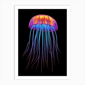 Box Jellyfish Neon Pop Art 1 Art Print