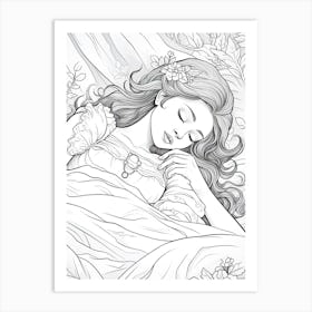 Line Art Inspired By The Sleeping Gypsy 8 Art Print