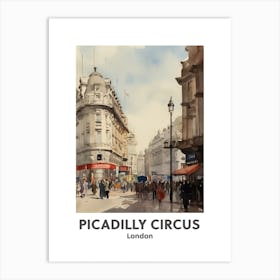 Piccadilly Circus, London 5 Watercolour Travel Poster Art Print