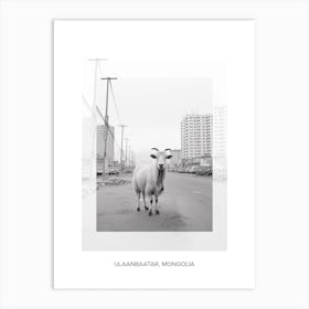 Poster Of Ulaanbaatar, Mongolia, Black And White Old Photo 1 Art Print