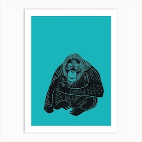 Orangutan - Aqua Art Print