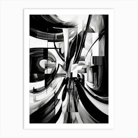 Distorted Reality Abstract Black And White 2 Art Print
