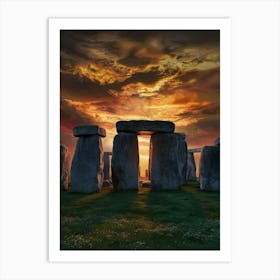 Sunset At Stonehenge 1 Art Print