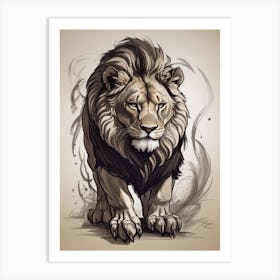 Lion Drawing A Art Print