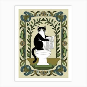 Cat Reading Newspaper Art Print