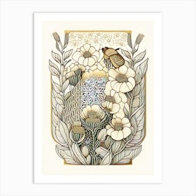 Beehive With Flowers 4 Vintage Art Print