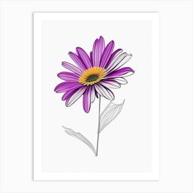 Osteospermum Floral Minimal Line Drawing 3 Flower Art Print