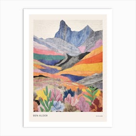 Ben Alder Scotland 2 Colourful Mountain Illustration Poster Art Print