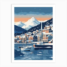 Winter Travel Night Illustration Troms Norway 1 Art Print