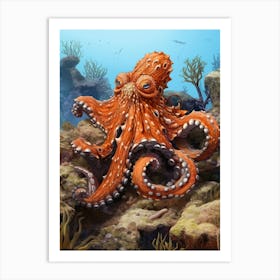 Giant Pacific Octopus Illustration 6 Art Print