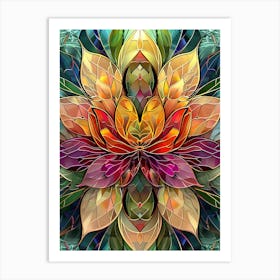 Colorful Stained Glass Flowers 1 Art Print