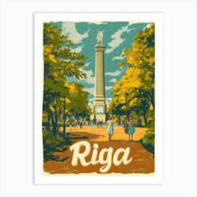 Aihrgdesign A Retro Travel Poster For Riga 4 Art Print